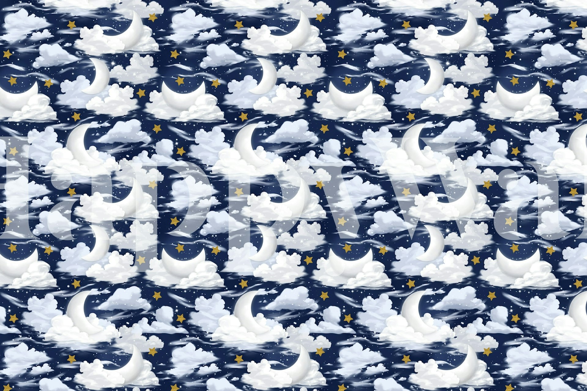 Moon and Stars wallpaper in a cozy room