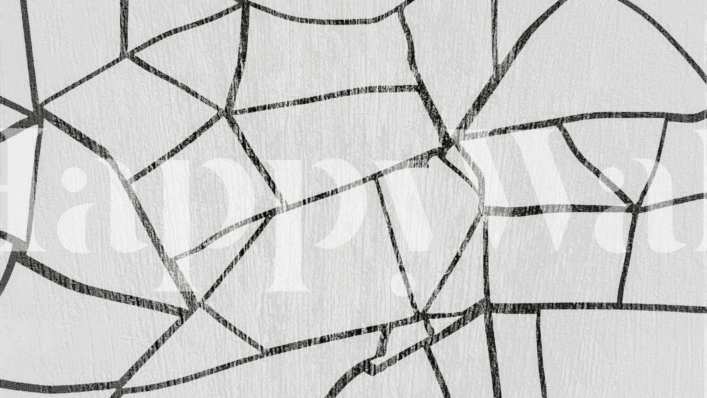 Black and white geometric pattern wallpaper with angular shapes and lines.