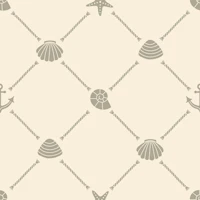 Nautical ropes and shells cream wallpaper