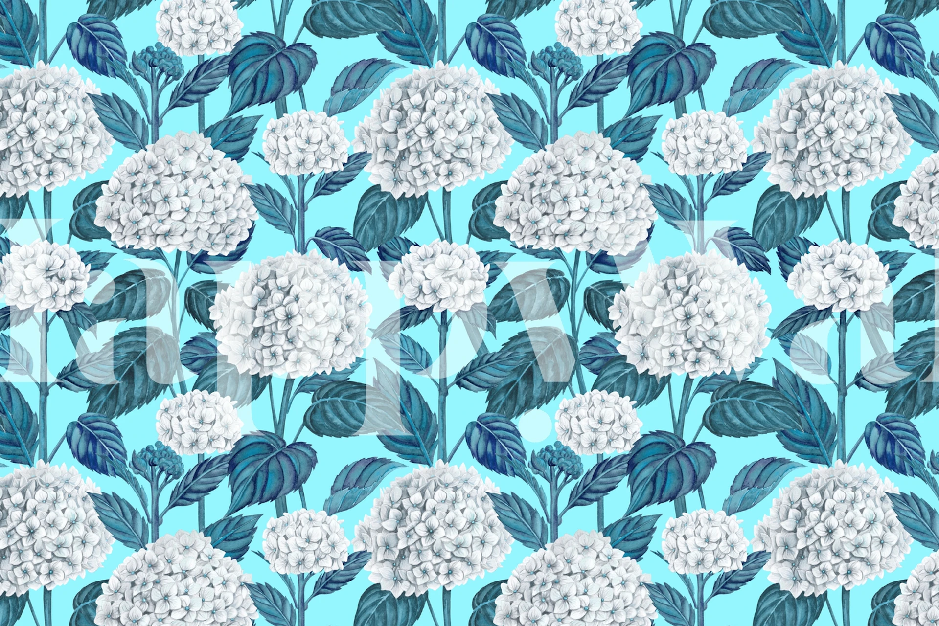 White hydrangea watercolor wallpaper design