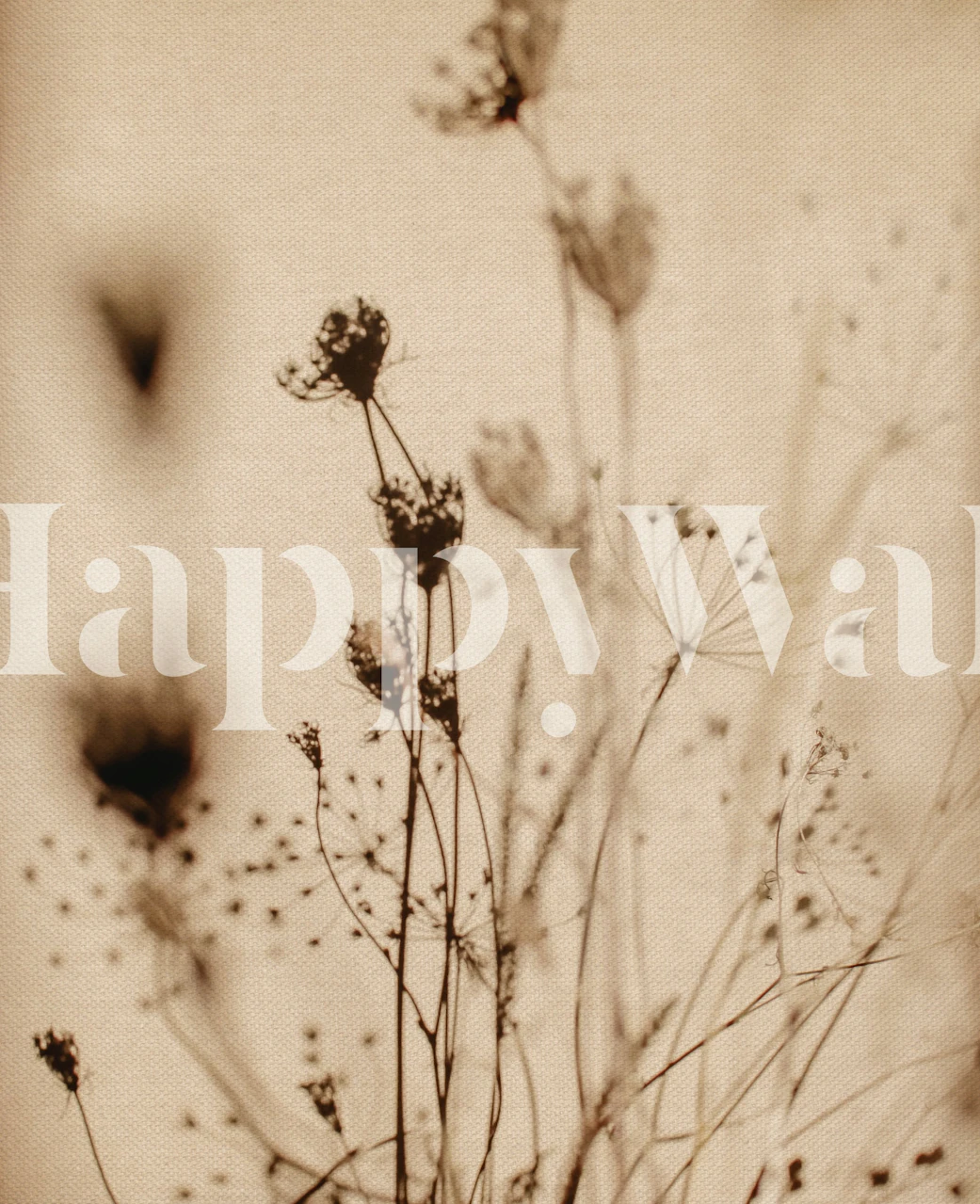 Flowers grass beige wallpaper in a room