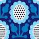 Blue Retro Sunflowers