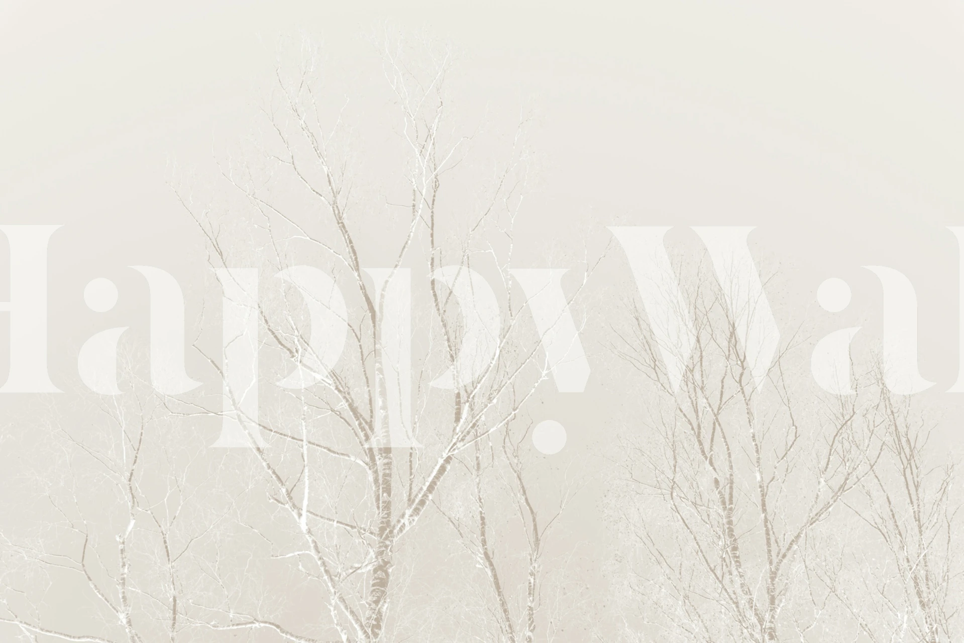 Soft Beige Birch Tree Silhouettes tapet i rommet