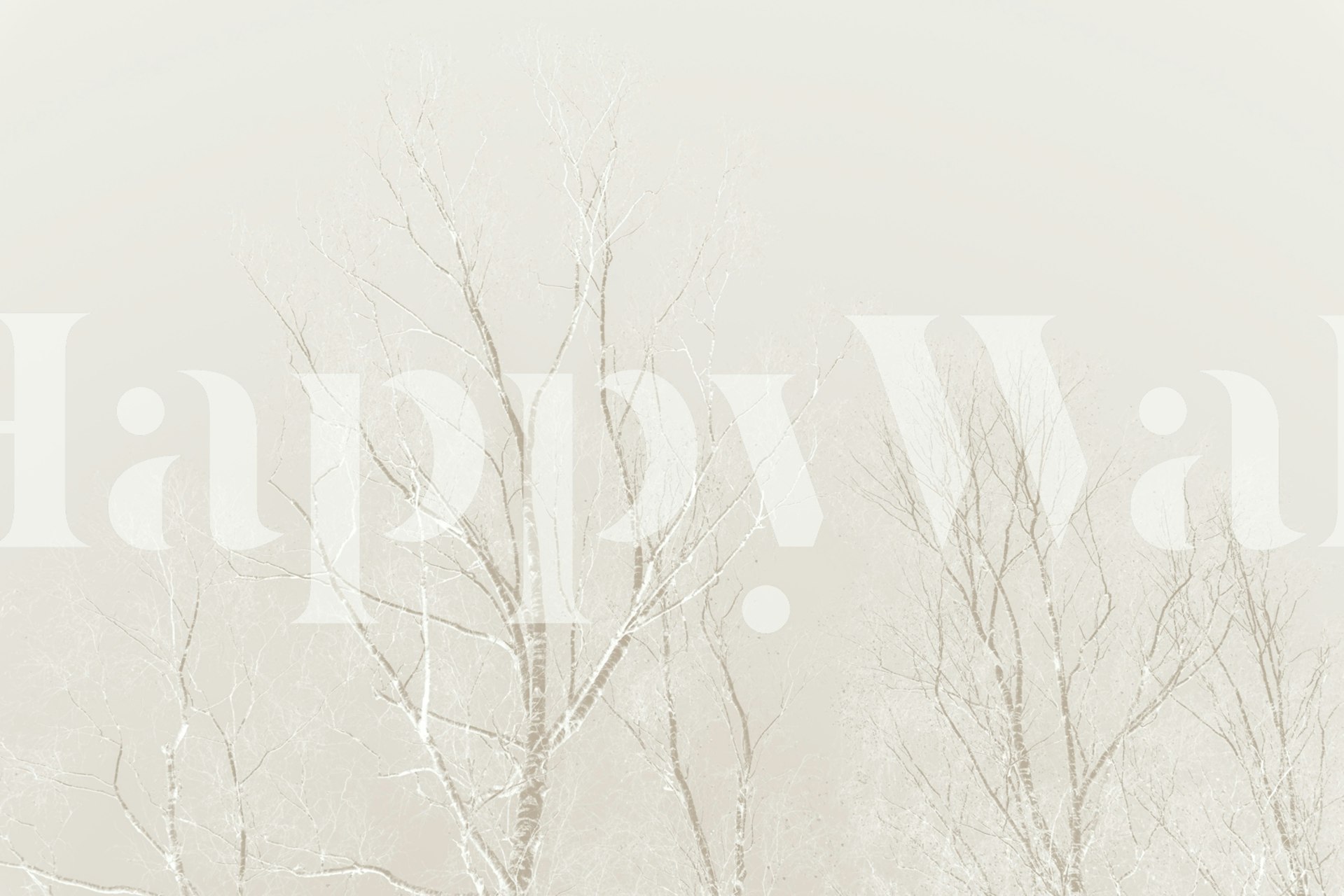 Soft Beige Birch Tree Silhouettes tapet i rummet