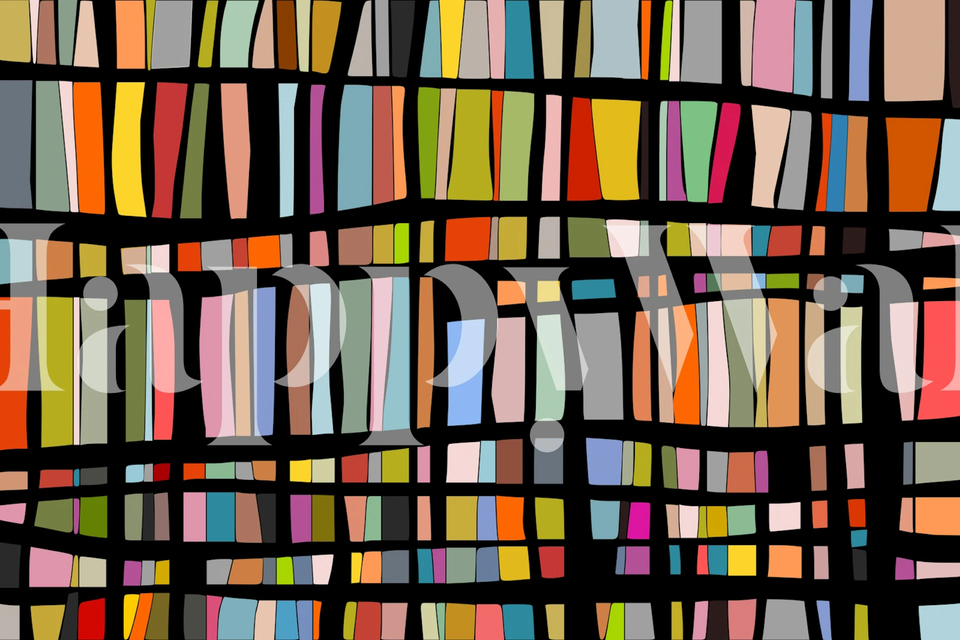 Colorful geometric patterns with black lines wallpaper