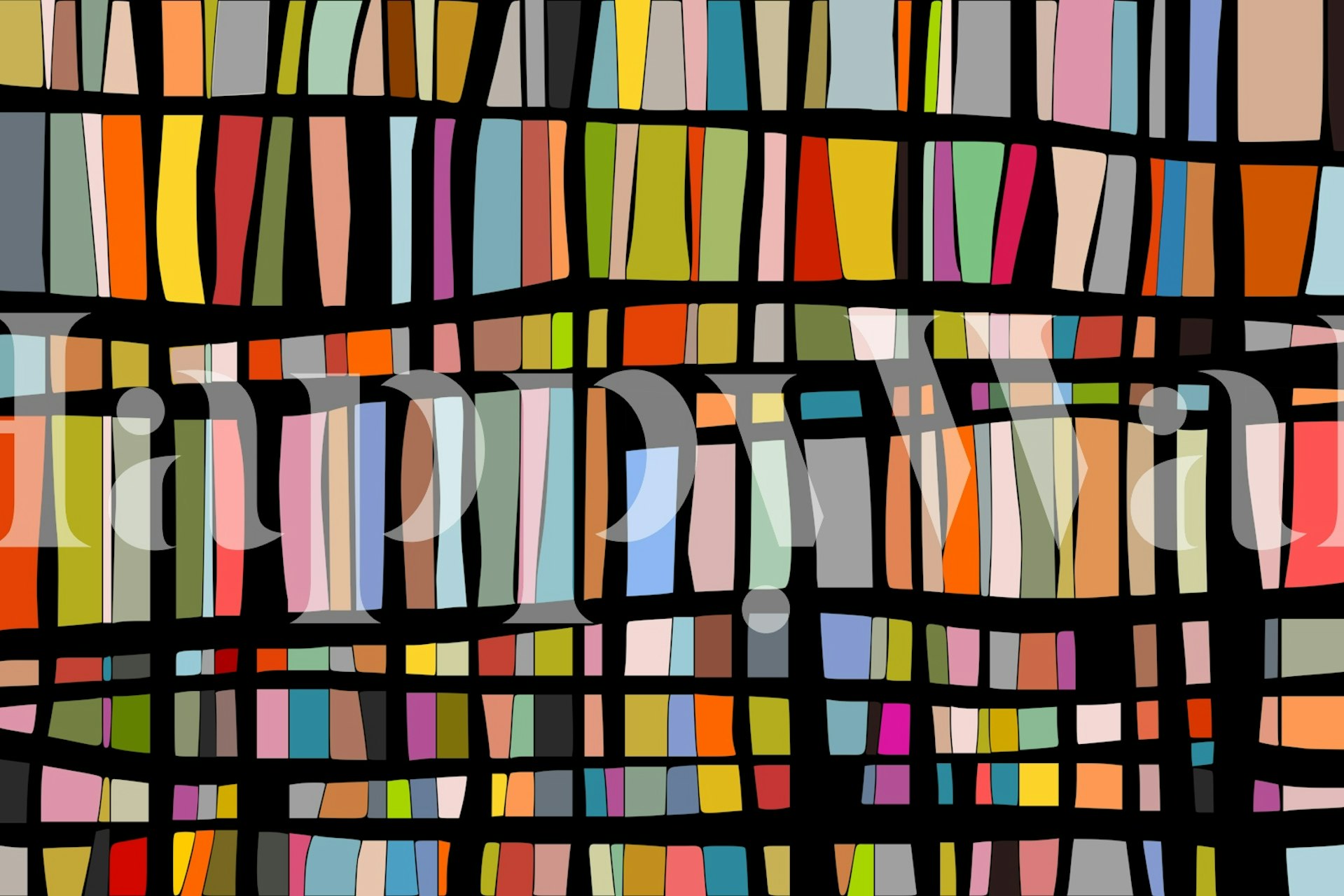 Colorful geometric patterns with black lines wallpaper