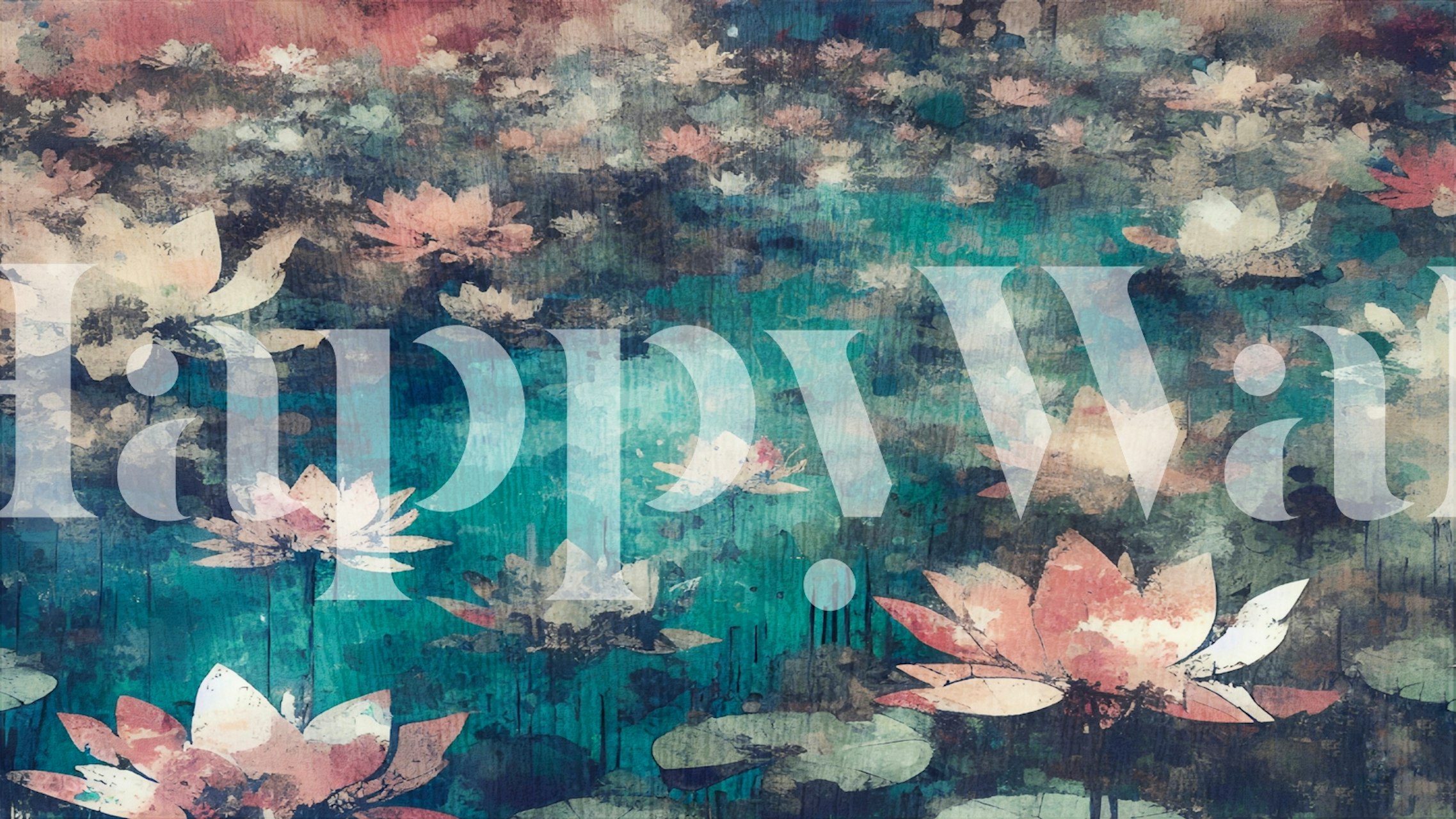 Serene water garden wallpaper design