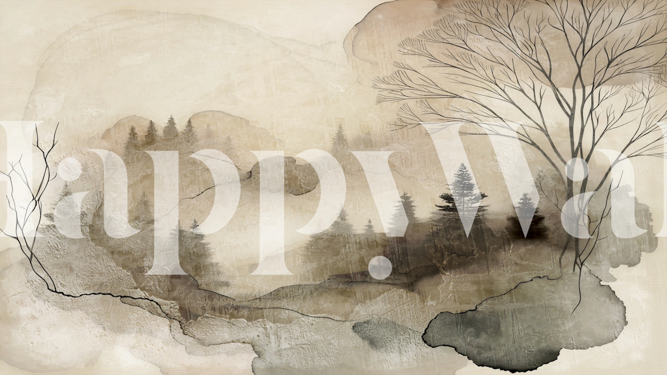 Carta da parati Ethereal Forest Haze in una stanza