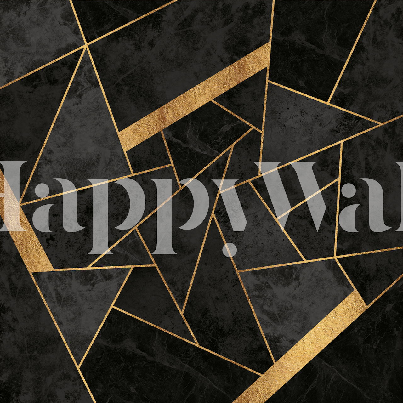 Dark Charcoal and Soft Gold Mosaic wallpaper in a room