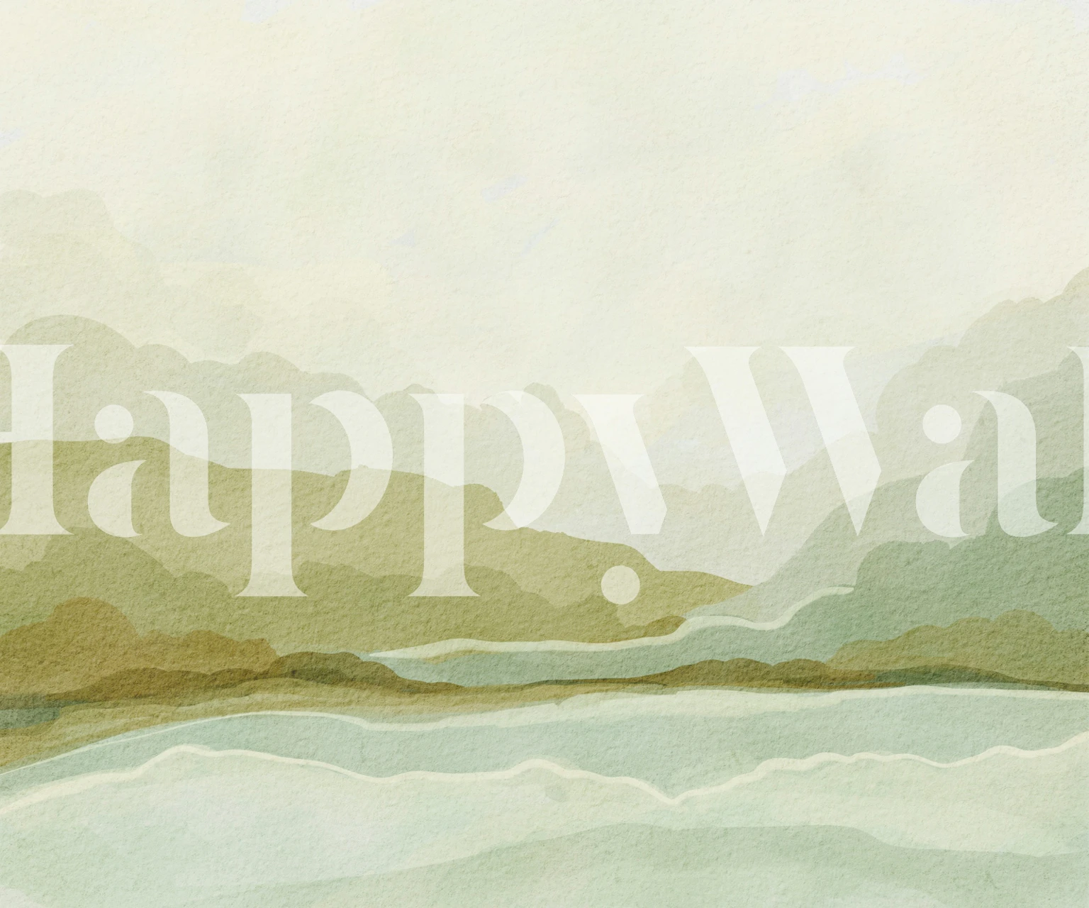 Soft green hillside scenery and flowing water wallpaper