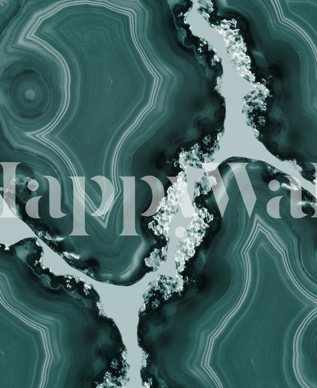 Teal Agate Pattern veggmaleri som viser virvler av blågrønn og akvamarin som ligner naturstein