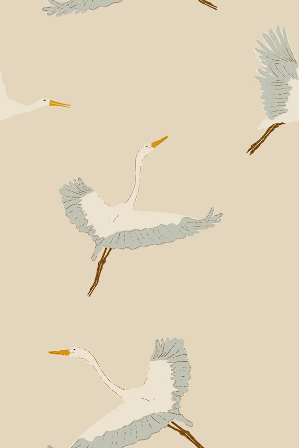 Delicate freehand Birds in Flight on cream
