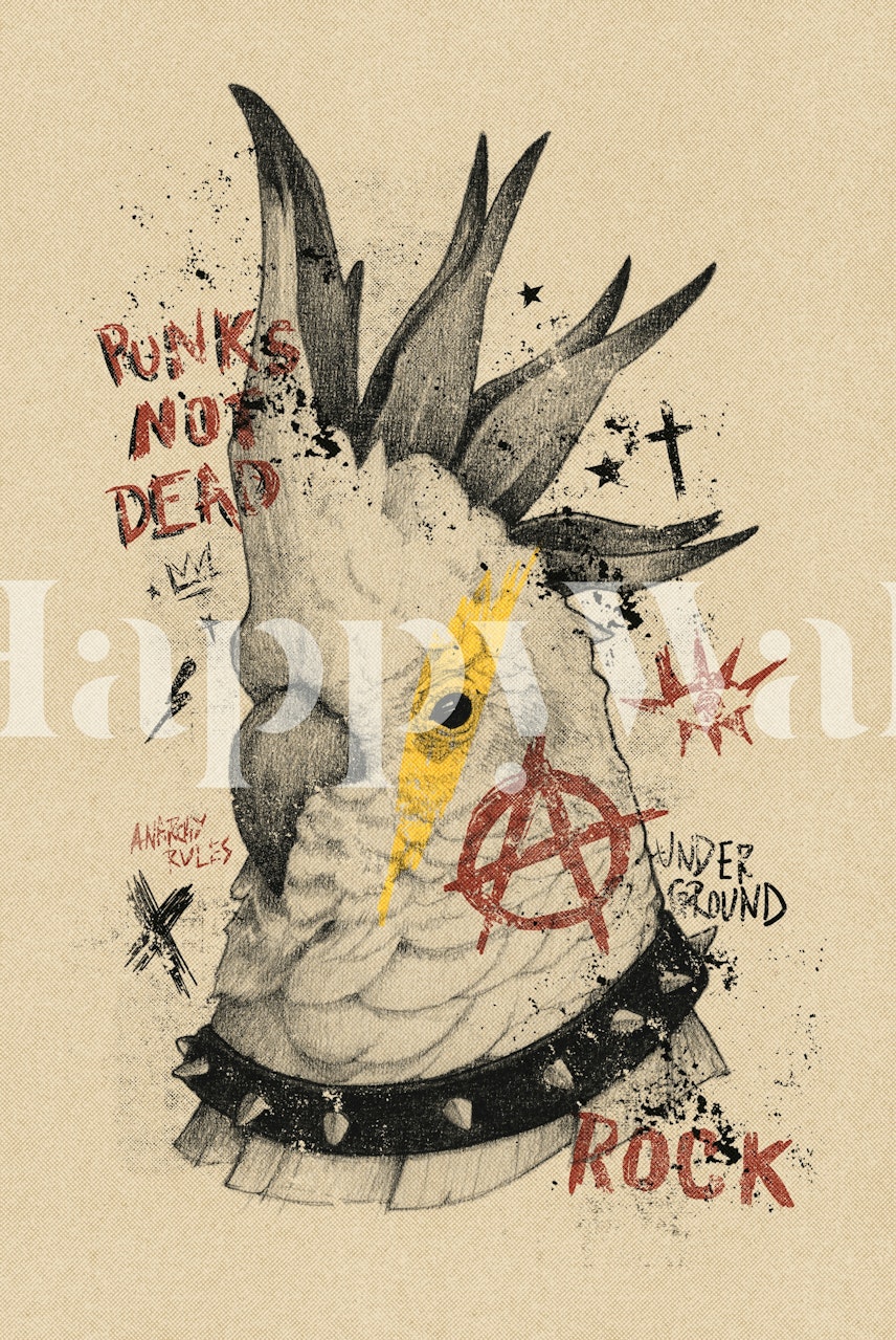 Cockatoo with punk hairstyle and edgy graphics wallpaper