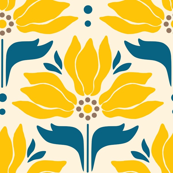 bright yellow retro 70ies sun flowers