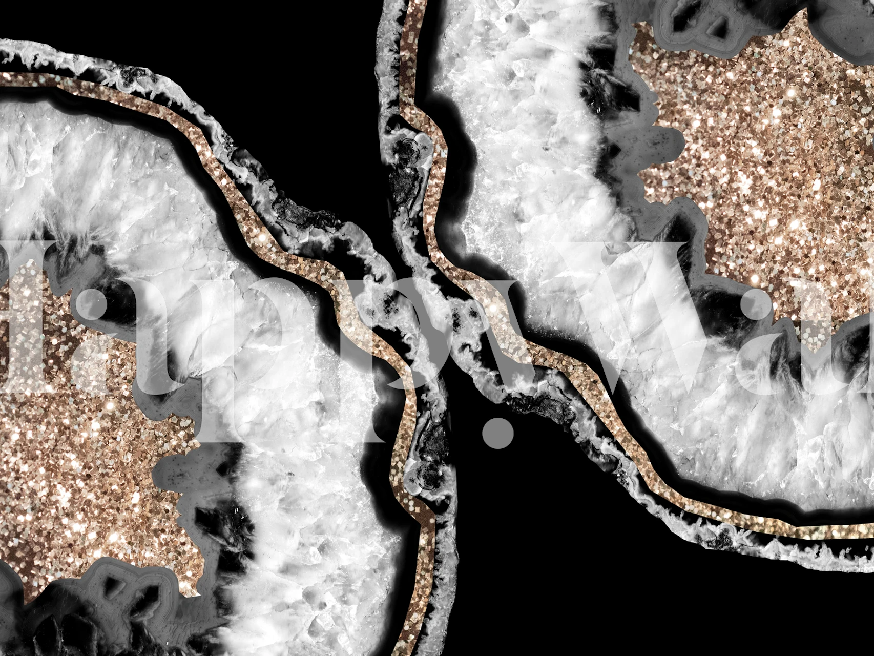 Yin Yang Agate Glitter Glam 8 behang in een kamer