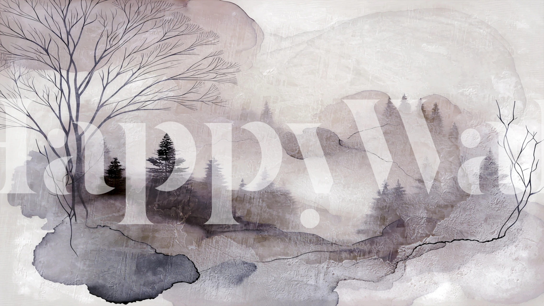 Serene Japandi Woodland View tapeta w pokoju