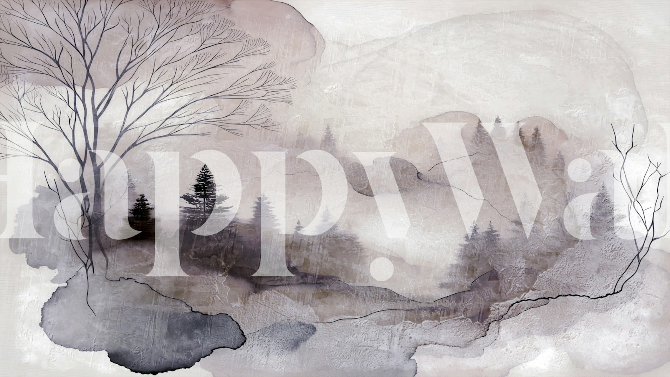 Serene Japandi Woodland View wallpaper in a room