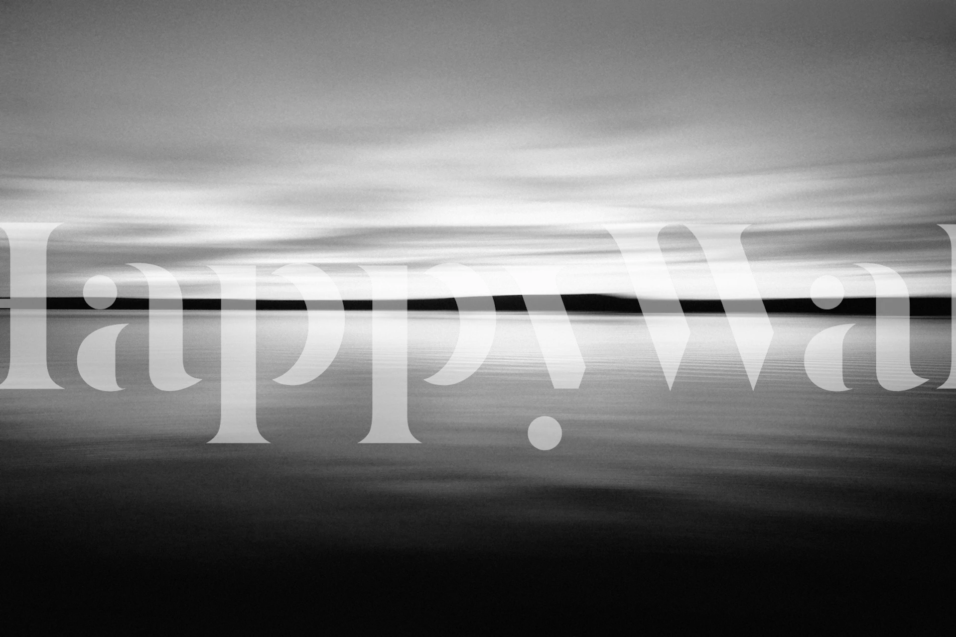 Abstract black and white waterscape wallpaper with serene horizontal lines and soft gradients.
