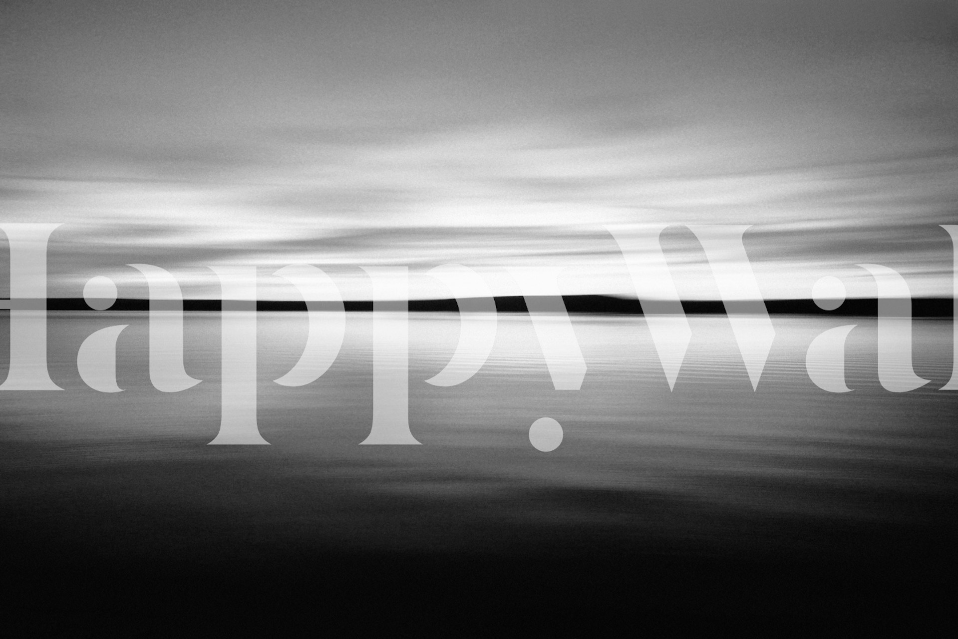 Abstract black and white waterscape wallpaper with serene horizontal lines and soft gradients.