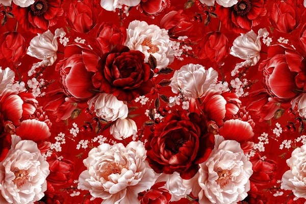 Red Floral Baroque Elegance