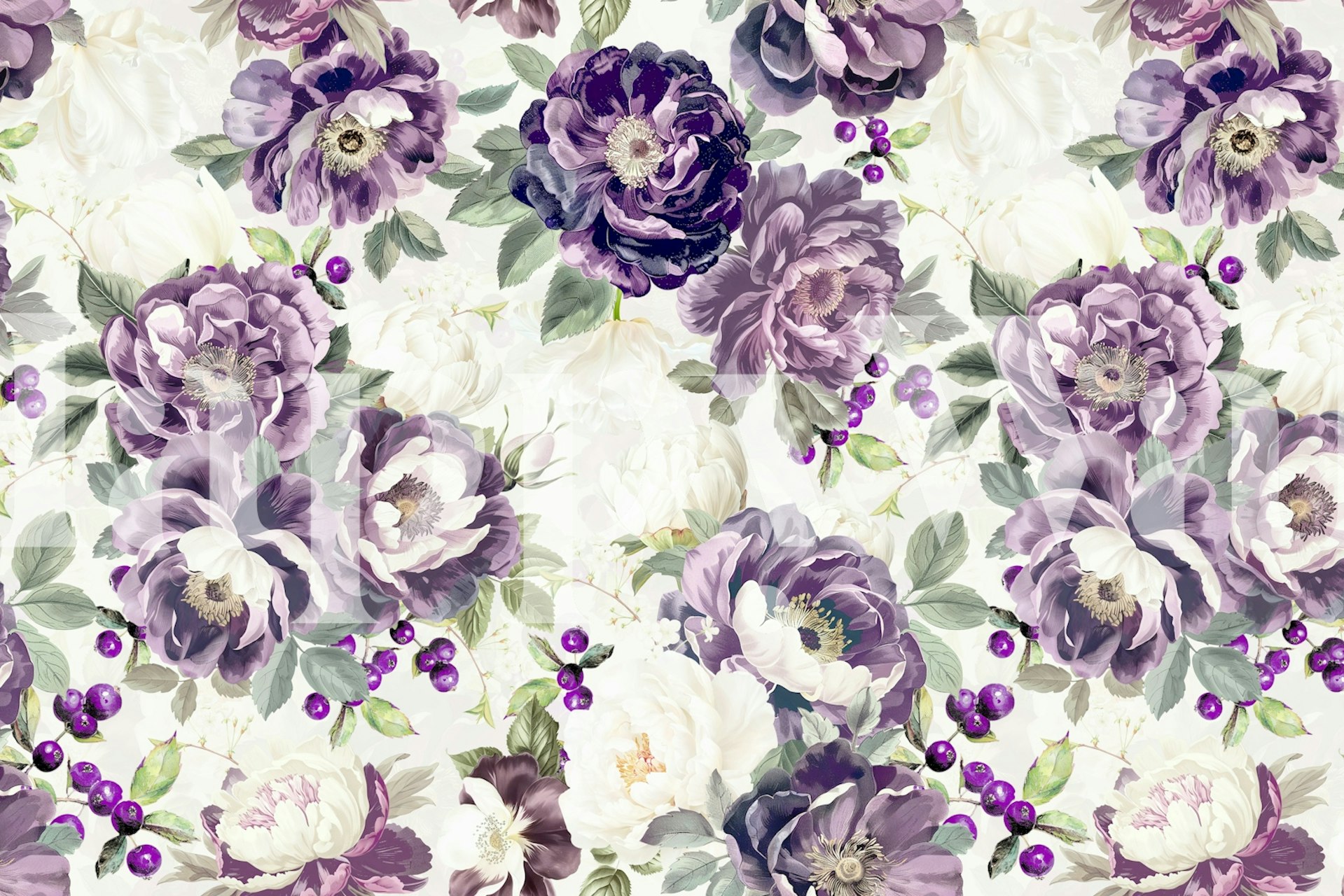 Violet Baroque Floral Dream wallpaper in a room
