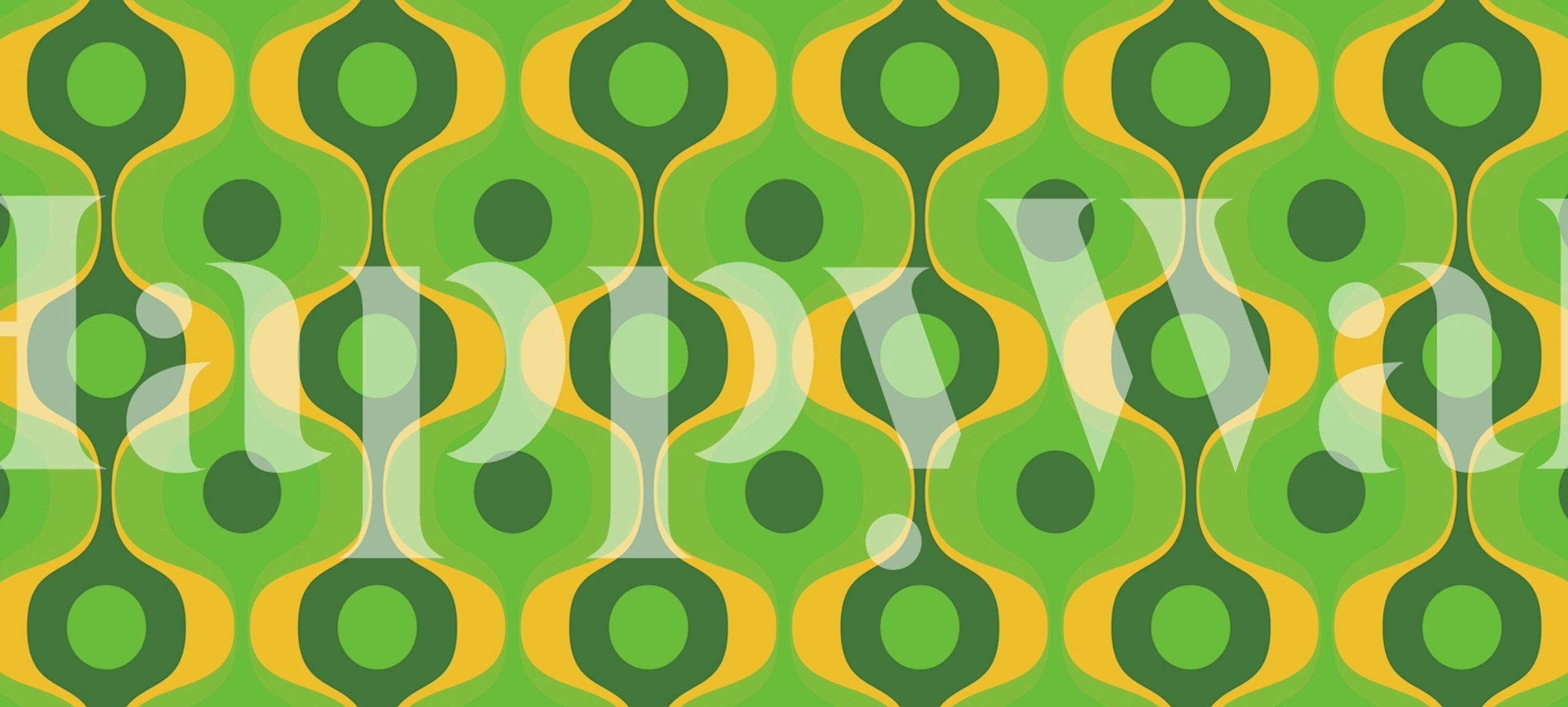 Vivid Green 70s Pattern Tapete in einem Raum