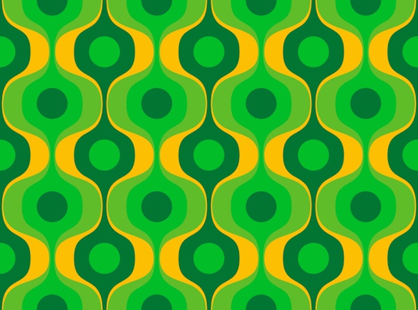 Vivid Green 70s Pattern