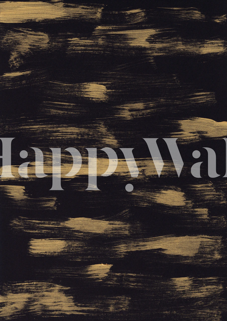 Black and gold brushstroke pattern wallpaper