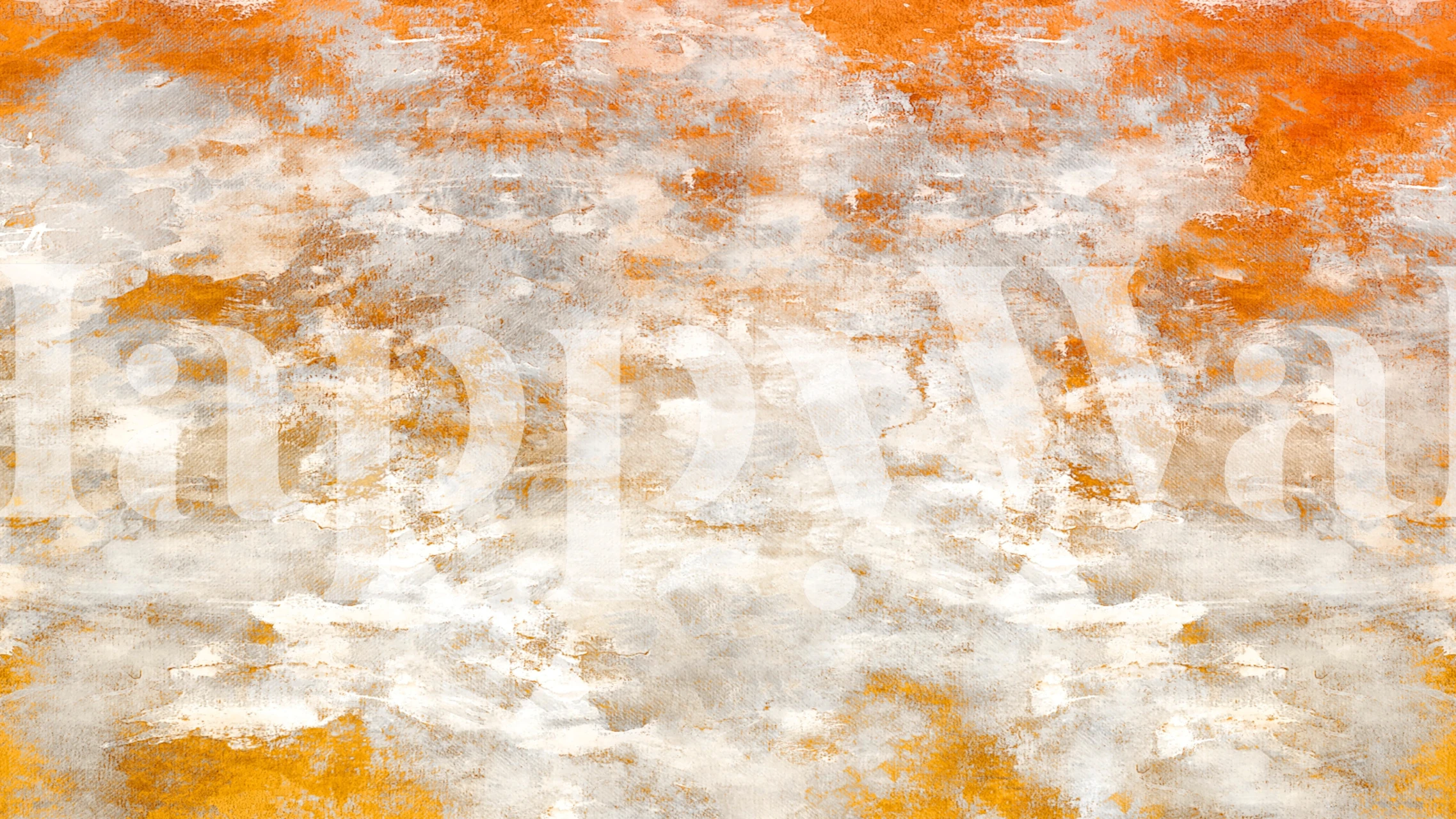 Abstract brush strokes in orange, gray, and white wallpaper