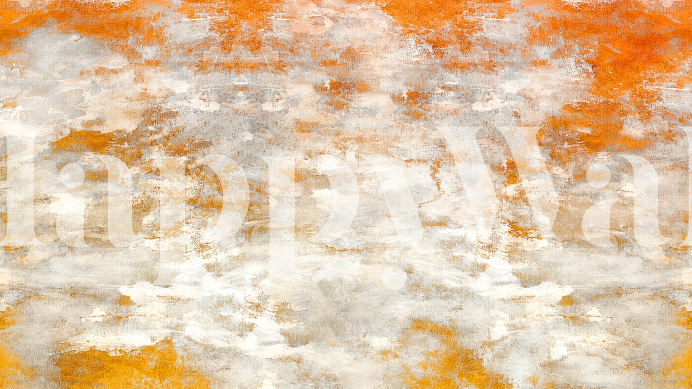 Abstract brush strokes in orange, gray, and white wallpaper
