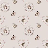 Woodland Baby Creatures Nesting Beige wallpaper