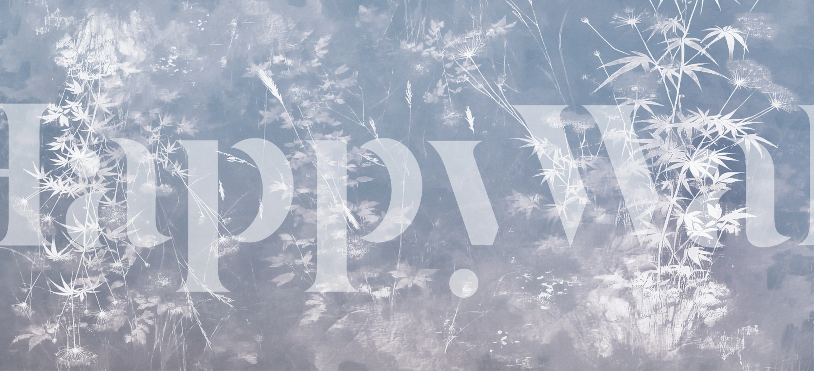 Bamboo and floral patterns in blue and white wallpaper