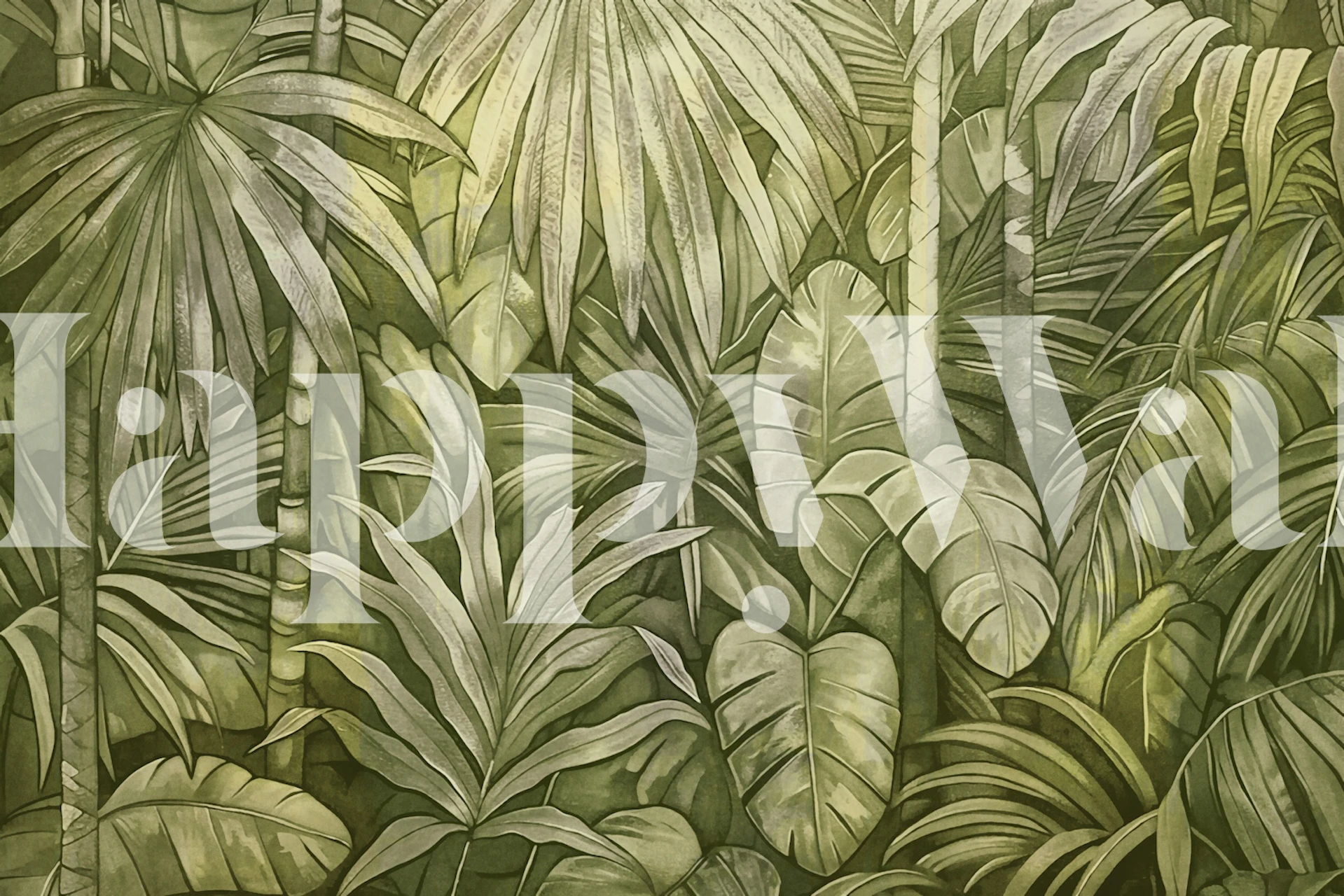 Mystic Green Jungle Tropical Escape wallpaper in a room