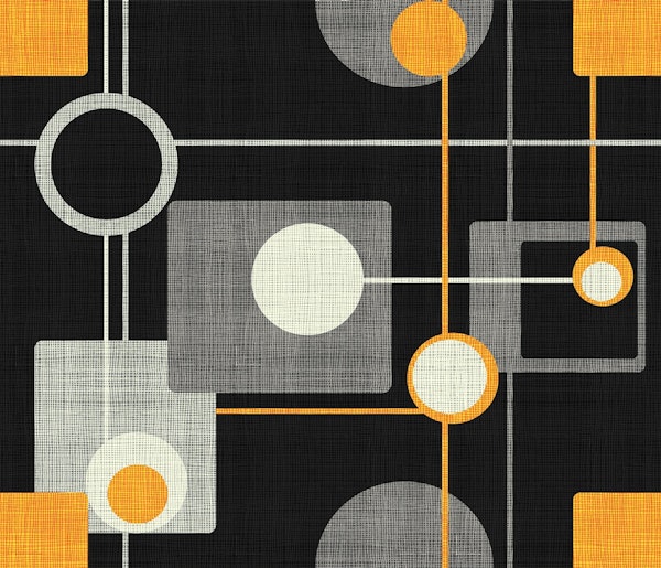 Mid-Century Style Motif orange/cream (neg)