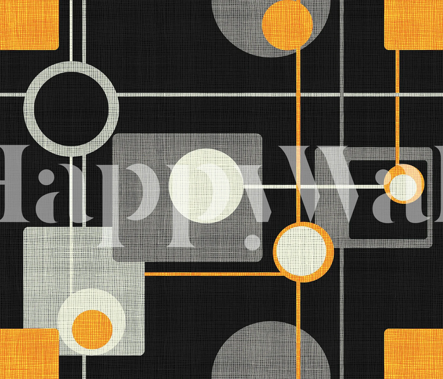 Mid-Century style orange and cream wallpaper
