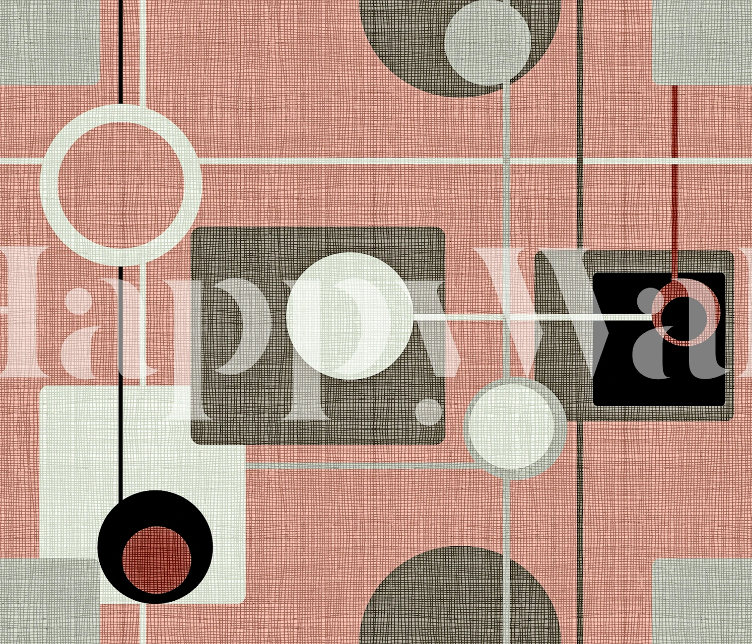 Mid-Century pink-gray wallpaper design