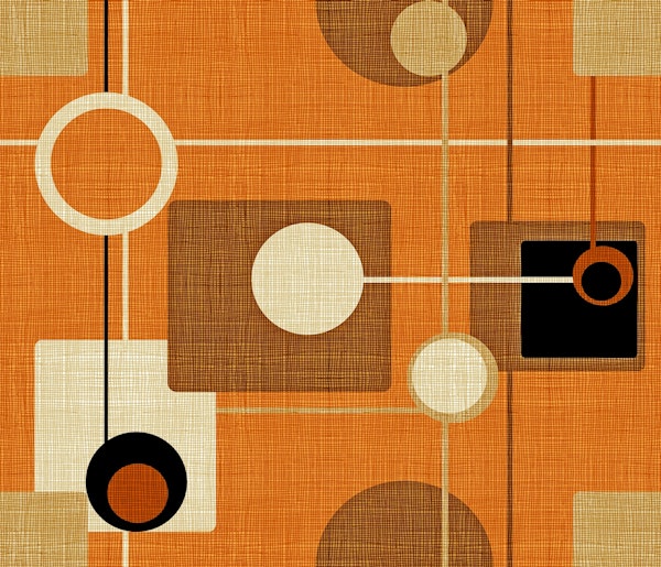 Mid-Century Style Motif orange and cream