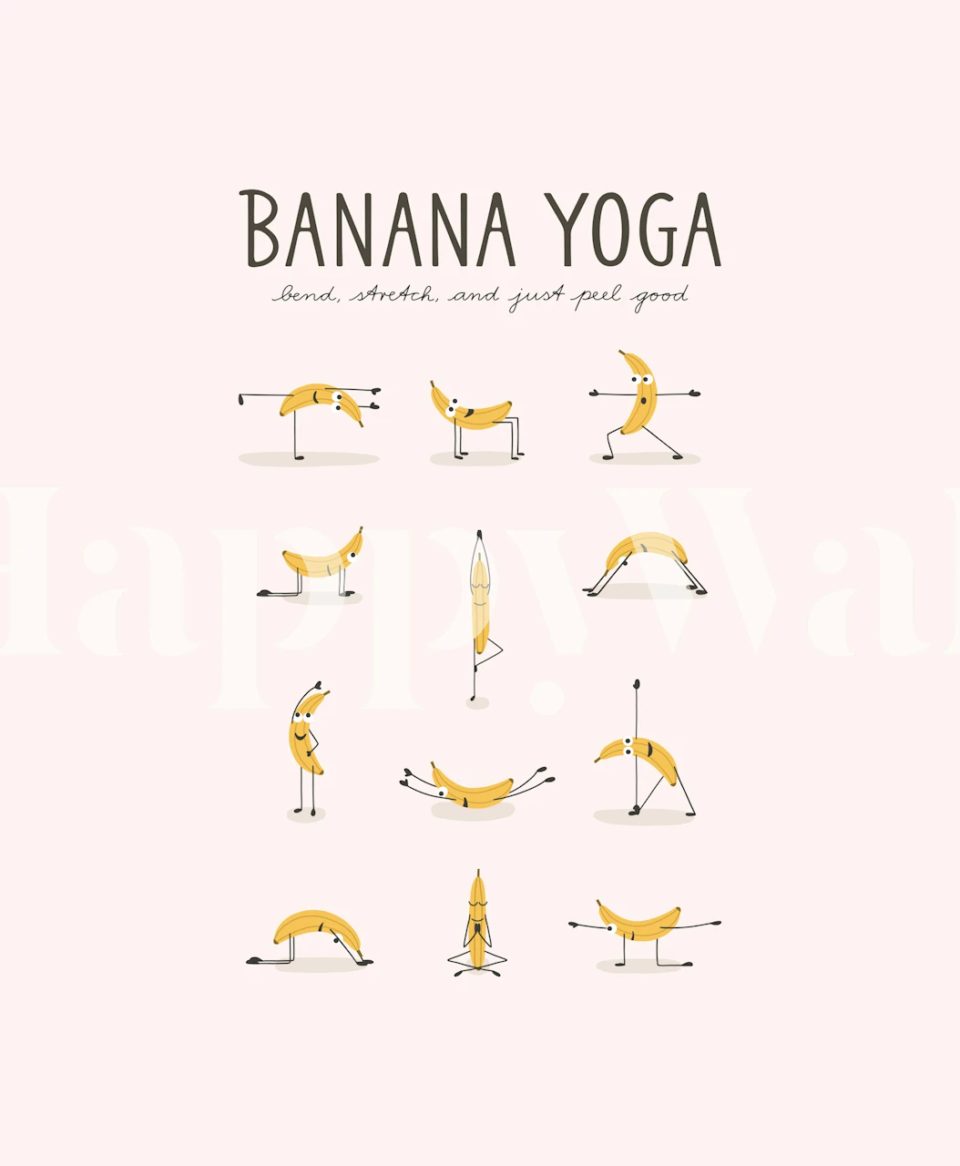 Banana Yoga Mural in a room