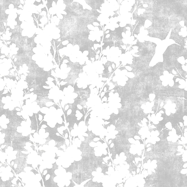 Grey cherry blossom silhouettes with humigrid