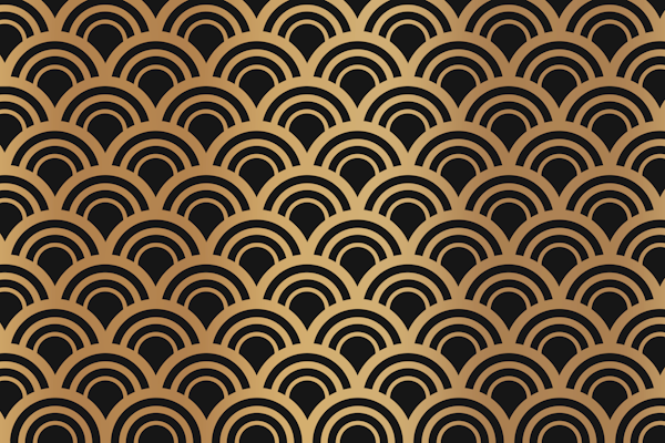 Art Deco Waves Gold and Black