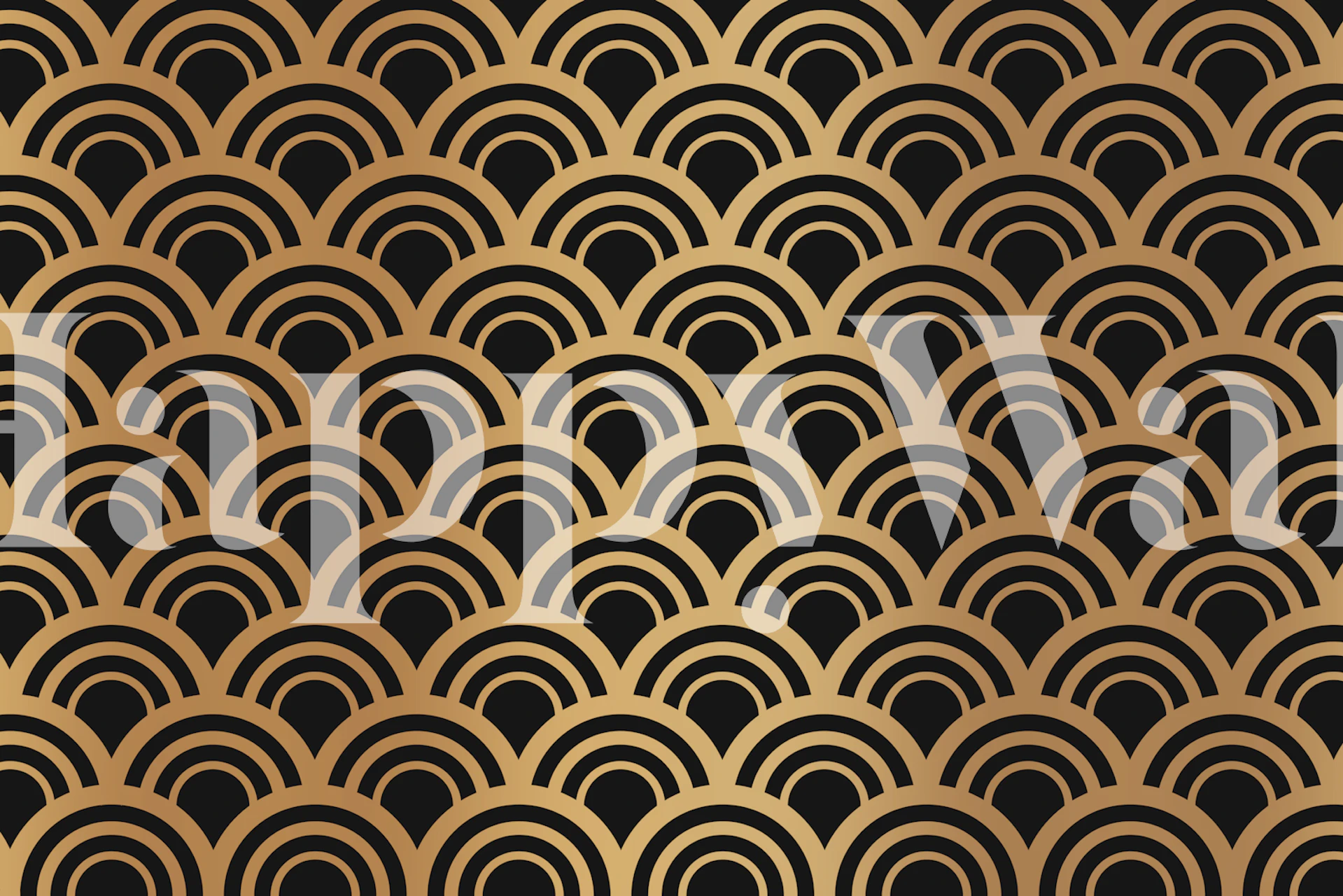 Art Deco Waves Gold and Black wallpaper design
