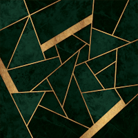 Dark Green Emerald and Gold Mosaic tapet