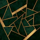 Dark Green Emerald and Gold Mosaic