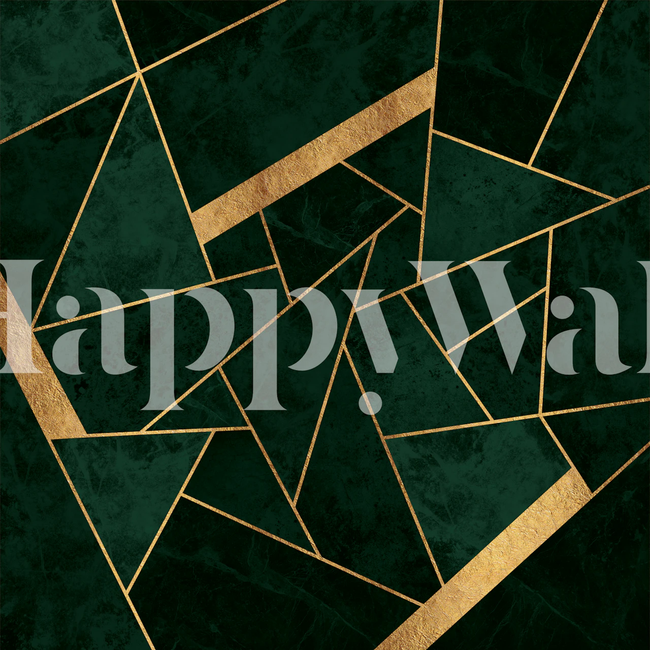 Geometric pattern in dark green and gold wallpaper