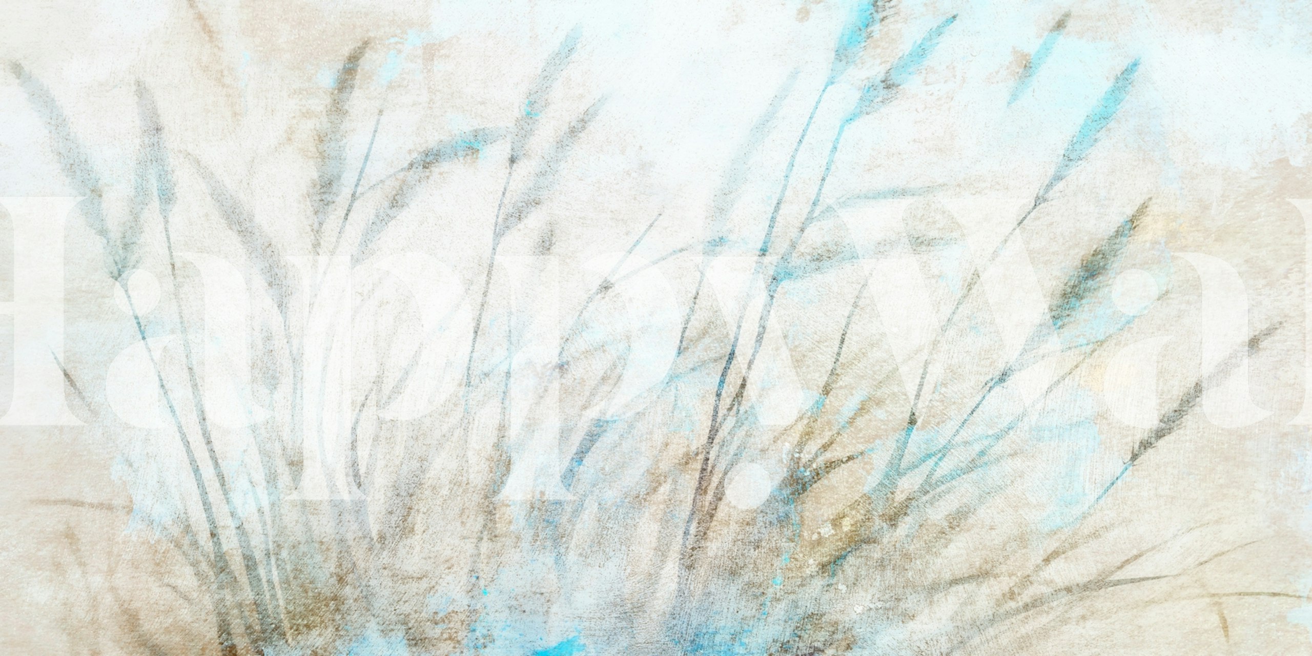 Abstract wallpaper with soft grass hues in pastel blue and beige tones