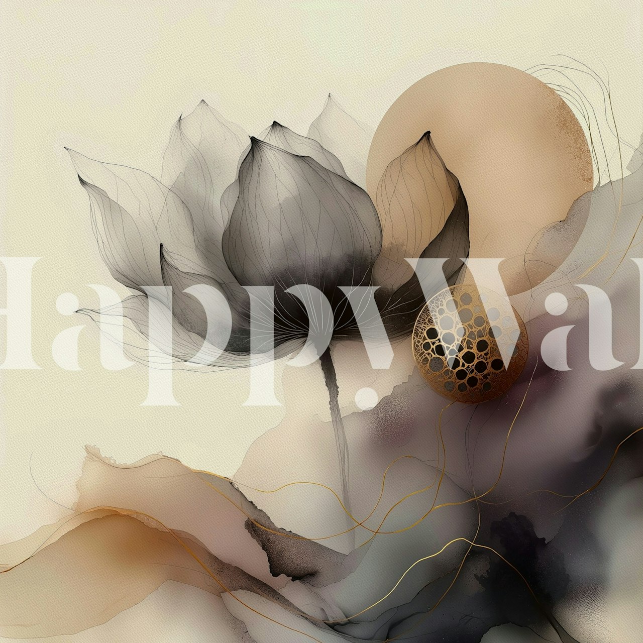 Ink Wash Floral Haze wallpaper in a room