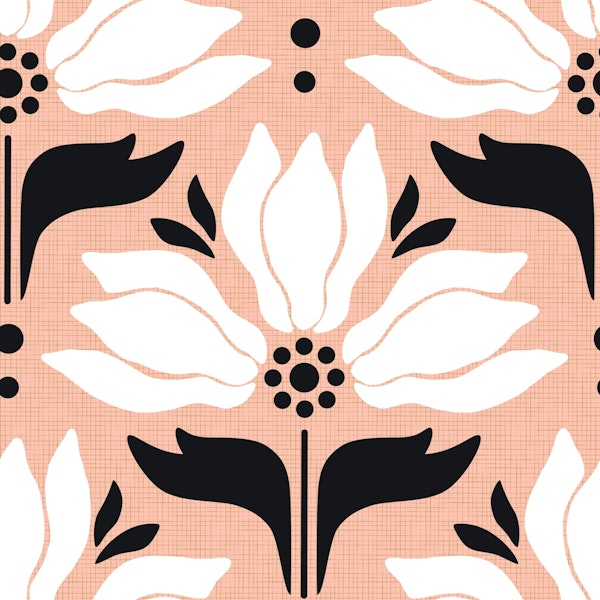 retro 50ies flowers - blush black white