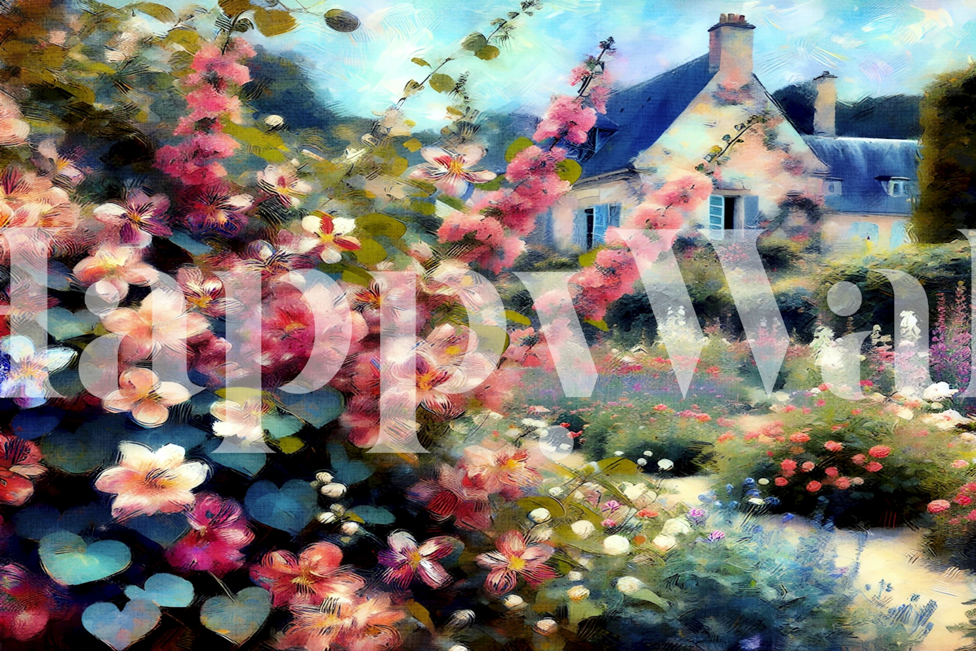 Papel pintado Chateau Garden View en una habitación