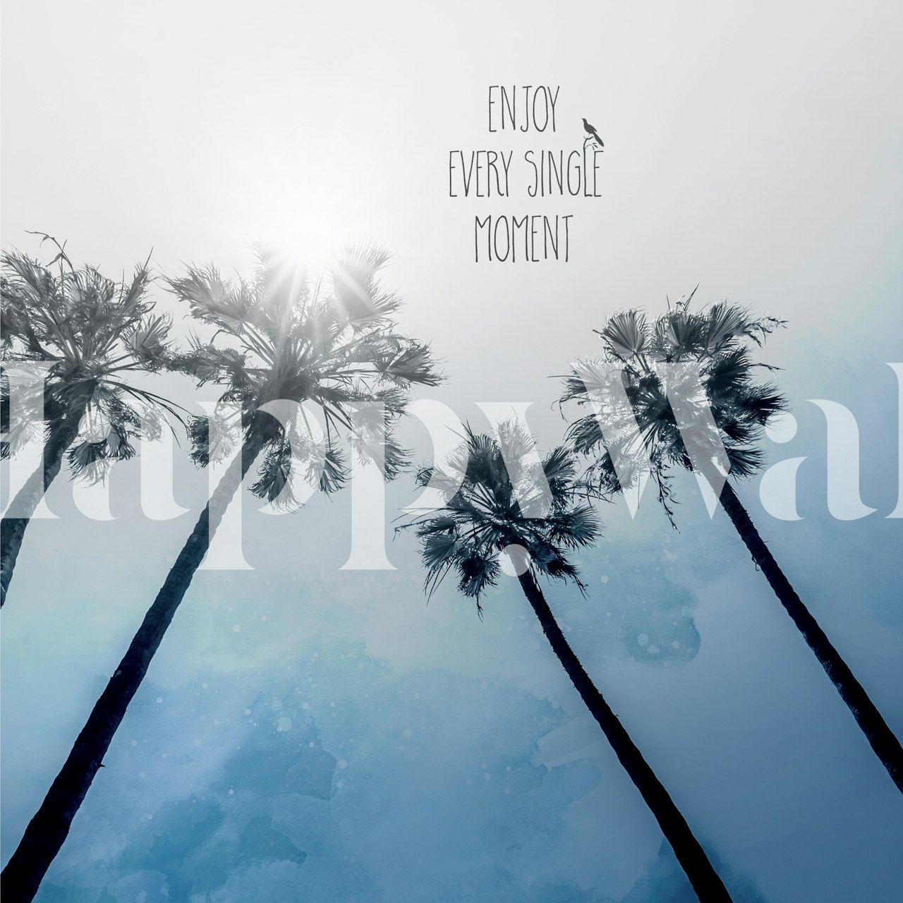 Tapeta Palm Trees Classic Blue v pokoji