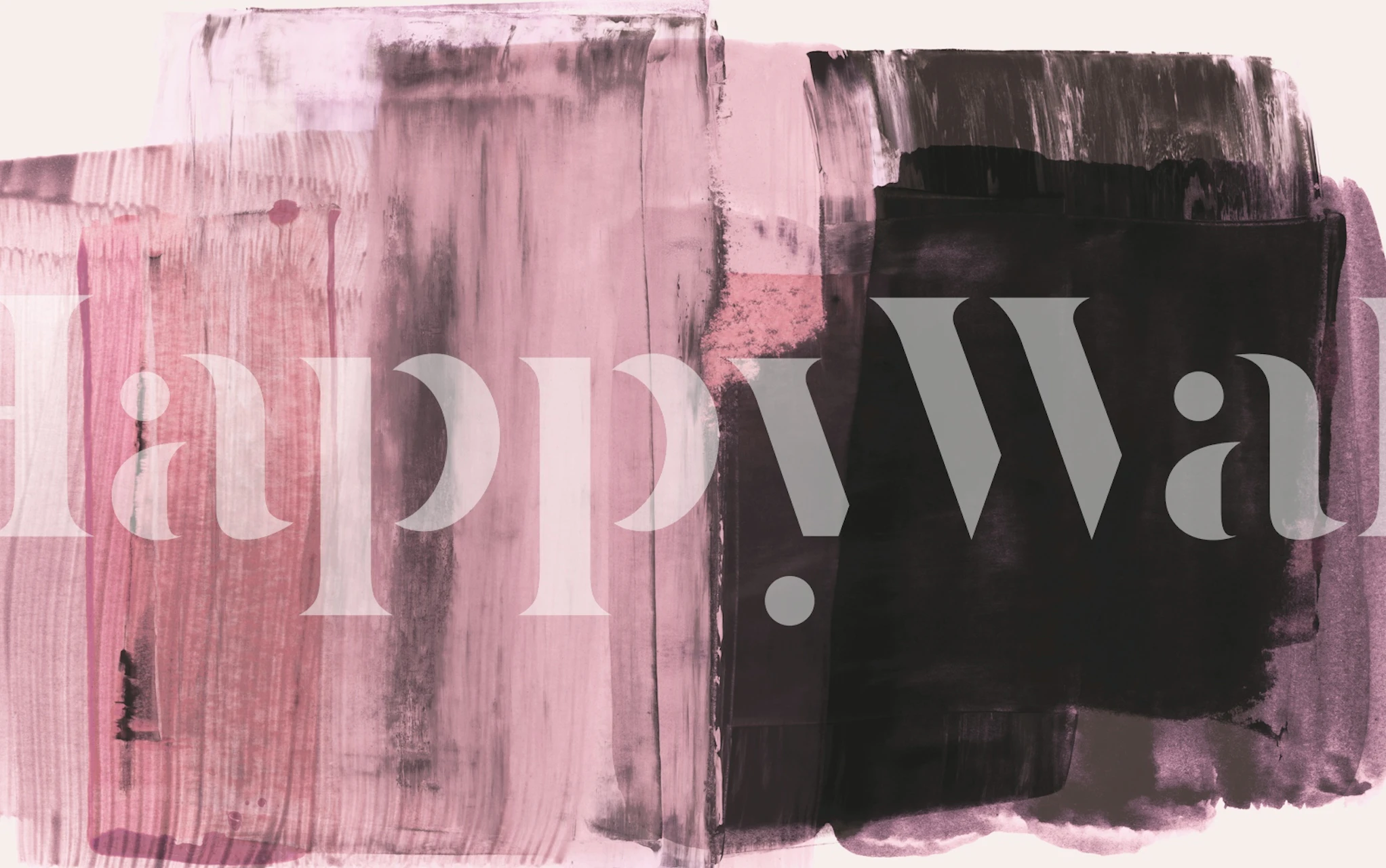 Layered abstract brushstrokes tapet i et rum